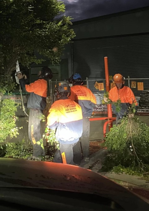 Crew Doing Government Work in Low Light